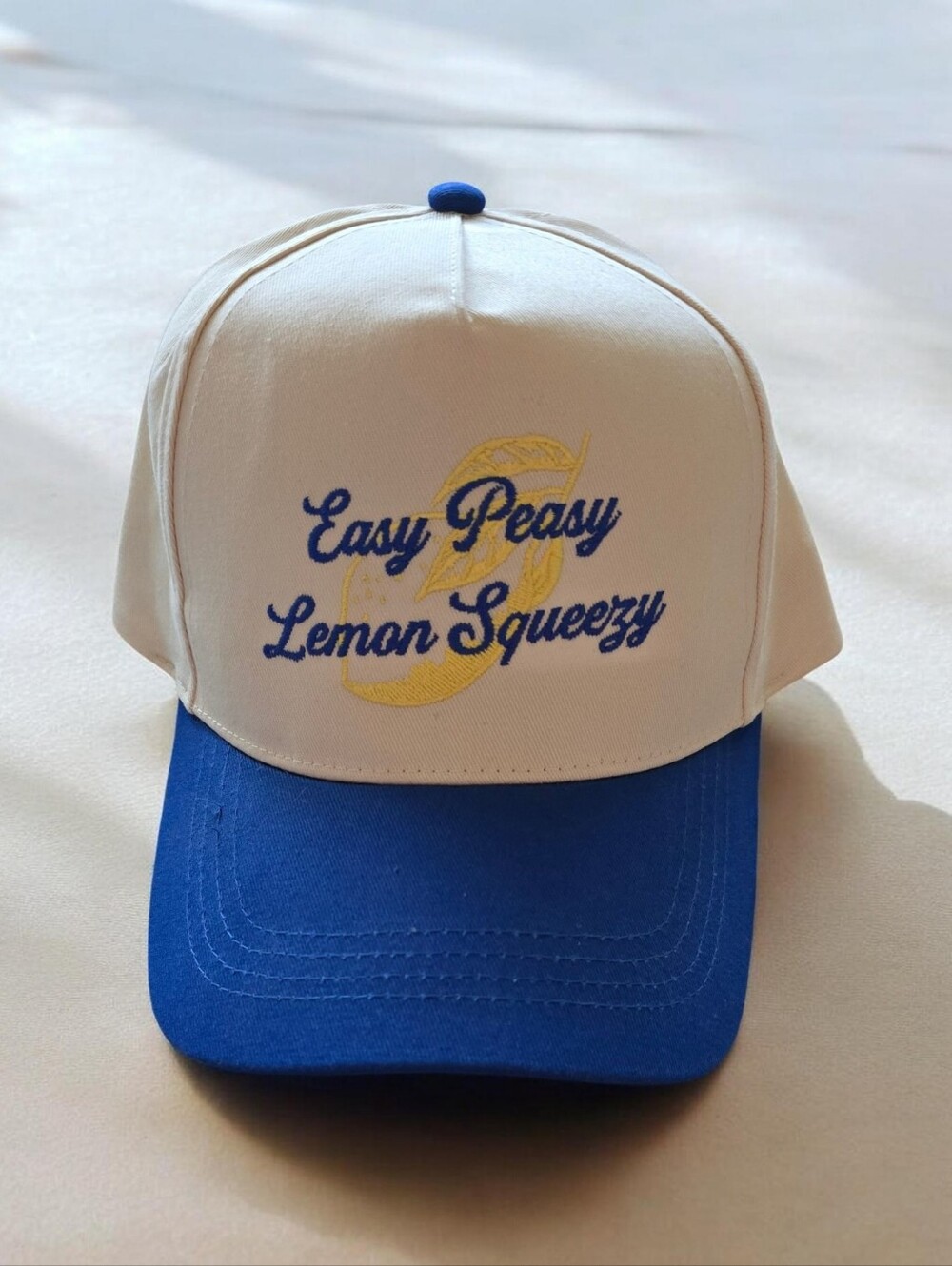 Easy Peasy Lemon Squeezy Embroidered Snaptback Trucker Hat, OS